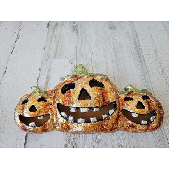 Vintage foil pumpkin Halloween decor unique jack-o'-lantern figurine statue - Picture 1 of 8